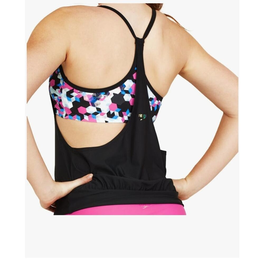 NWT Speedo Tankinki Blouson Top in Anthracite Women's Size Small